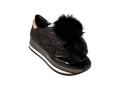 black pompom  sneakers